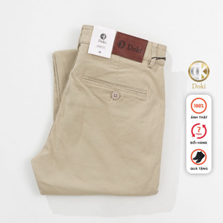 Quần Kaki Nam - Doki cao cấp co giãn nhẹ, Quần Kaki màu kem dáng đứng chất vải dầy dặn, sang trọng lịch sự trẻ trung