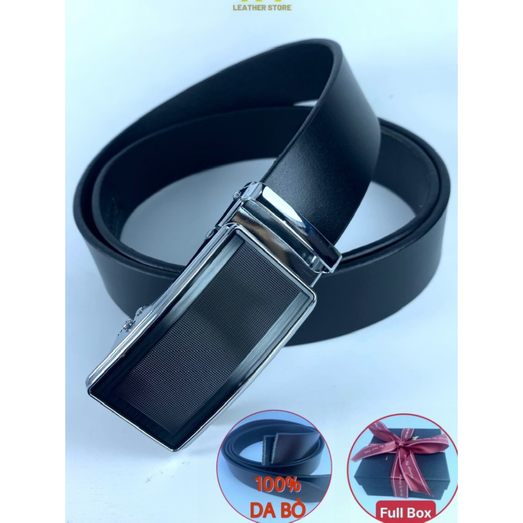 Thắt lưng nam HT LEATHER STORE - HT06 dây nịt nam da bò cao cấp, mặt khóa tự động không rỉ.