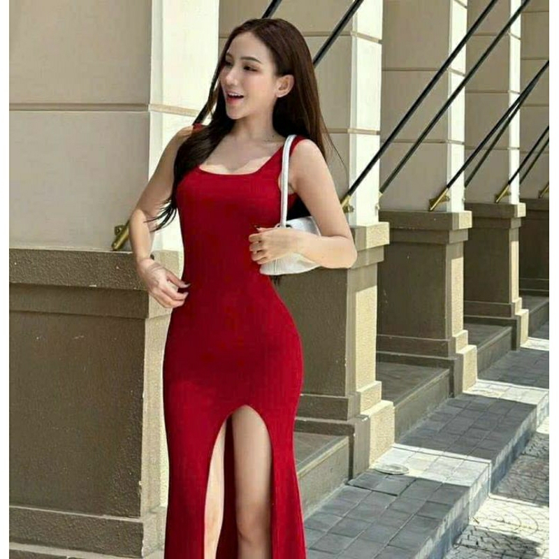 Đầm body dáng dài xẻ tà cao, váy maxi thun 2s ôm dáng cho nàng dự tiệc,đi chơi [có mút ngực]G840