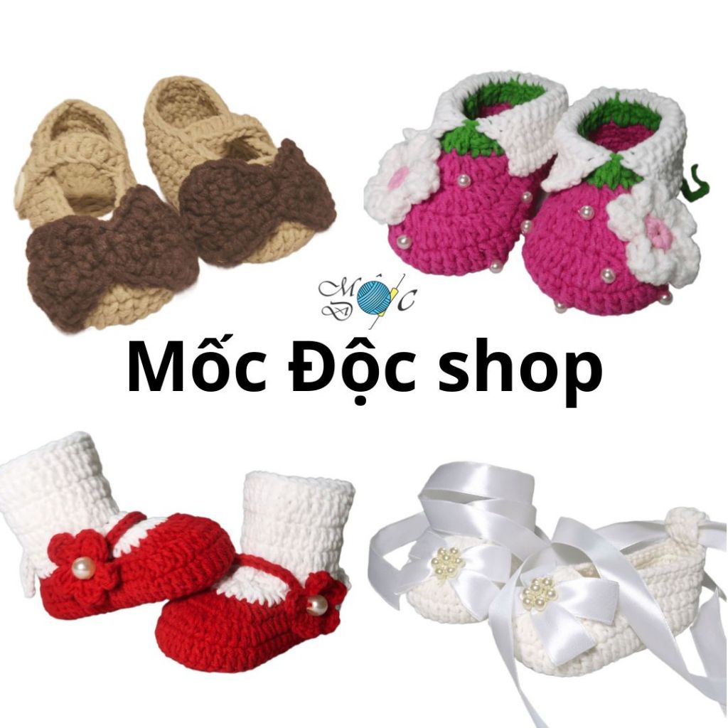 [18 Mẫu] Giày len cho bé gái sơ sinh 0-12 tháng