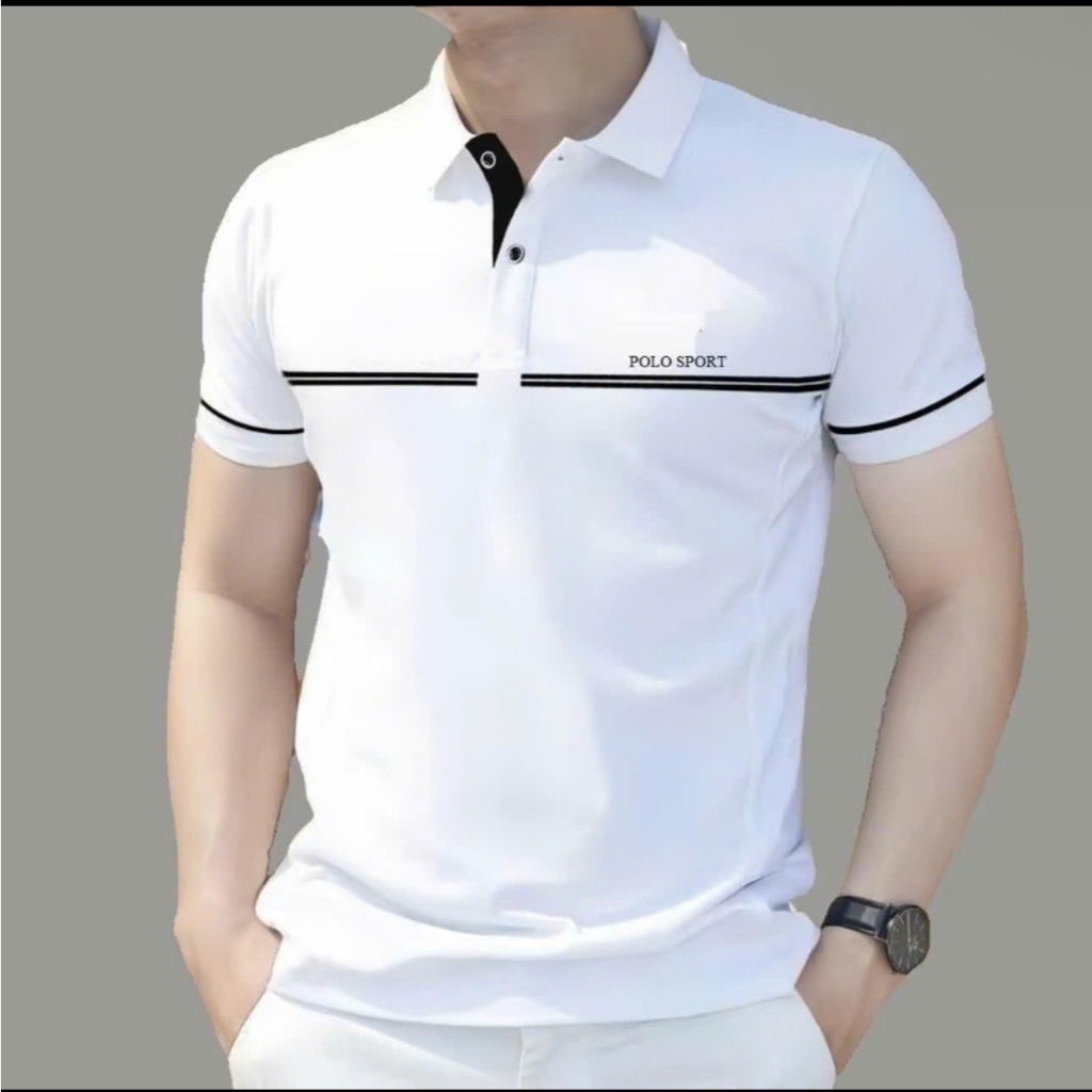 Áo thun nam giá rẻ, áo POLO nam có cổ tay ngắn phối họa tiết LV chất vải cotton in nhiệt cao cấp KIN