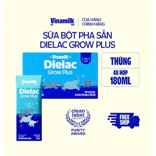 [BAO BÌ MỚI] Sữa bột pha sẵn Vinamilk Dielac Grow Plus - Thùng 48 hộp 180ml