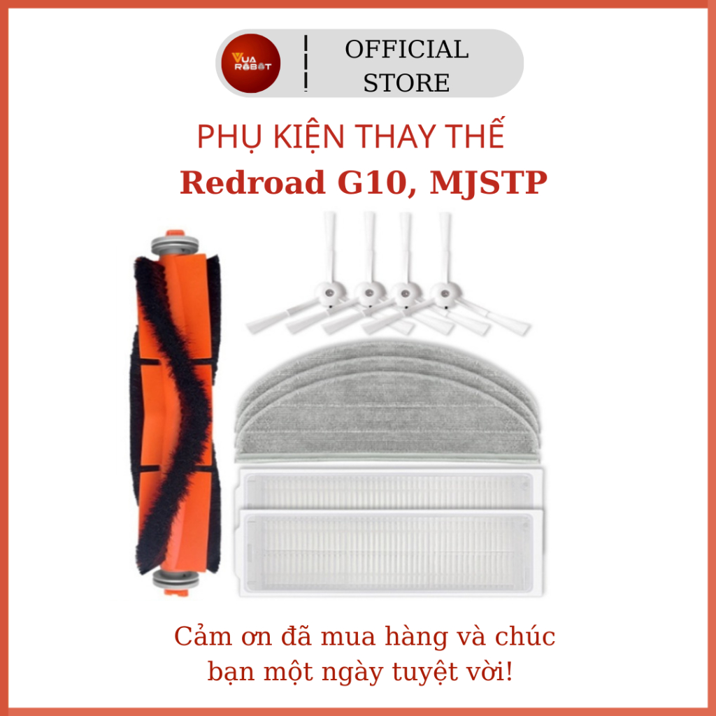Phụ kiện Robot hút bụi Redroad G10, MJSTP - Chổi chính, Lọc Hepa, Khăn lau, Chổi cạnh-giaohangnhanh
