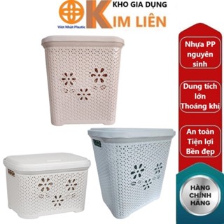 Sọt vuông nắp hoa nhựa VIỆT NHẬT - Lưới thoáng khí, đựng quần áo, đồ chơi bé - 5158/9