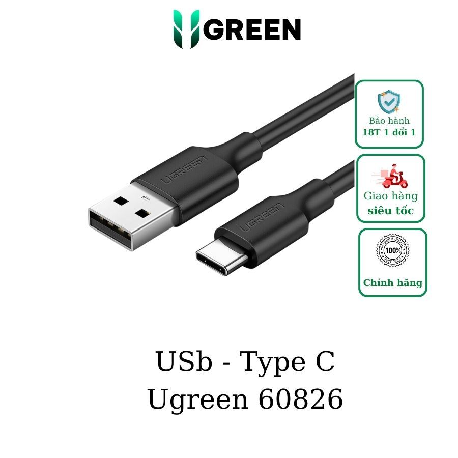 Cáp chuyển Type C to USB 2.0 dài 1m 1.5m 2M Ugreen 60118 60117 60116