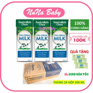 Thùng Sữa Tươi Nguyên Kem Australia's Own 1L/ 200ml Tiệt Trùng Không Đường Nhập Khẩu Úc + 1 Khăn ướt