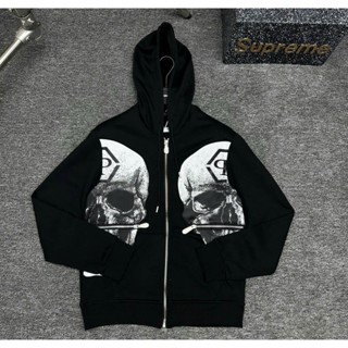 Áo Hoodie Nam Philipp QC Thu Đông In Hình Đầu Lâu Siêu Đẹp khoá mũ boy phố, Áo Khoác Nam Khóa Kéo Siêu Cấp