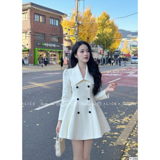  Váy xoè kiểu cổ vest dáng ngắn tay dài cao cấp 