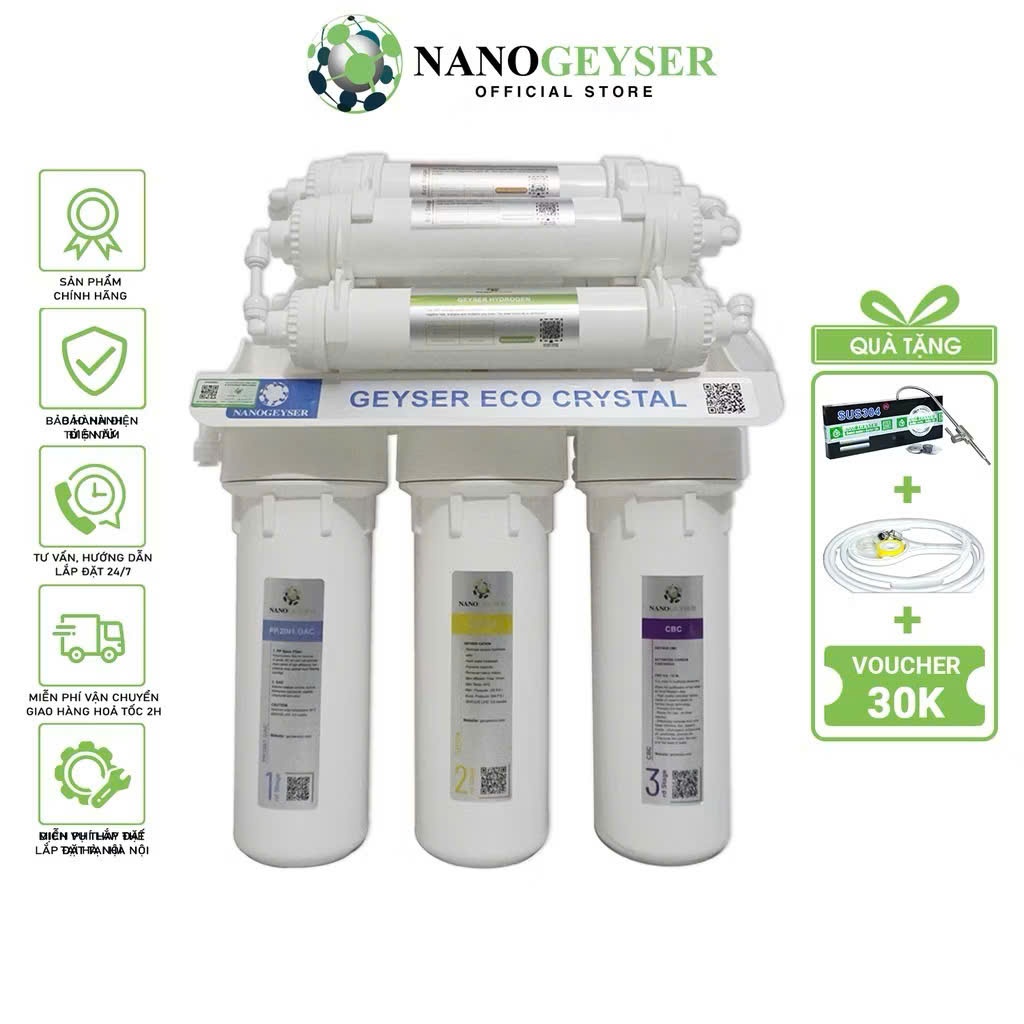 Máy Lọc Nước Mini NaNo Geyser Eco Crystal 8 cấp lọc,Lọc Trực Tiếp,Không Điện,Không Nước Thải