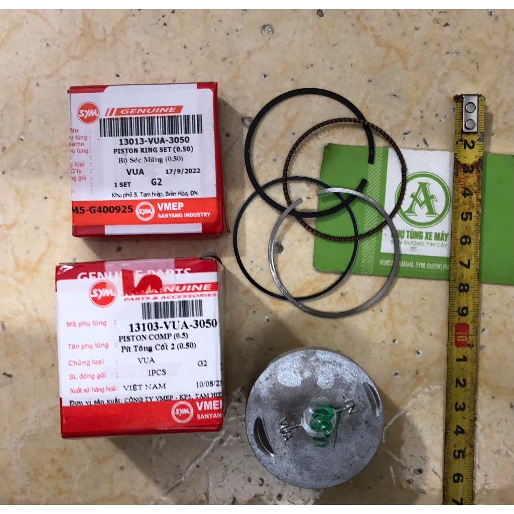 Combo Bộ Bạc và Piston cho xe Elizabeth Fi ( mã Vua ) / Star 125cc Cos 2 chính hãng Sym