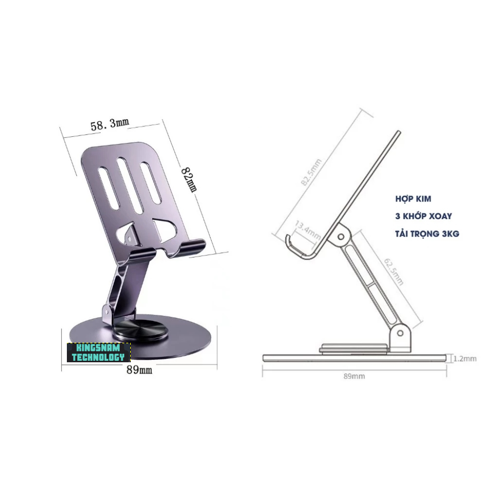 Giá đỡ Điện thoại Máy tính Bảng iPad HỢP KIM Xoay 360 độ Gấp gọn Kệ đỡ iPhone Android Table Kệ Điện Thoại Xem Phim Live | BigBuy360 - bigbuy360.vn