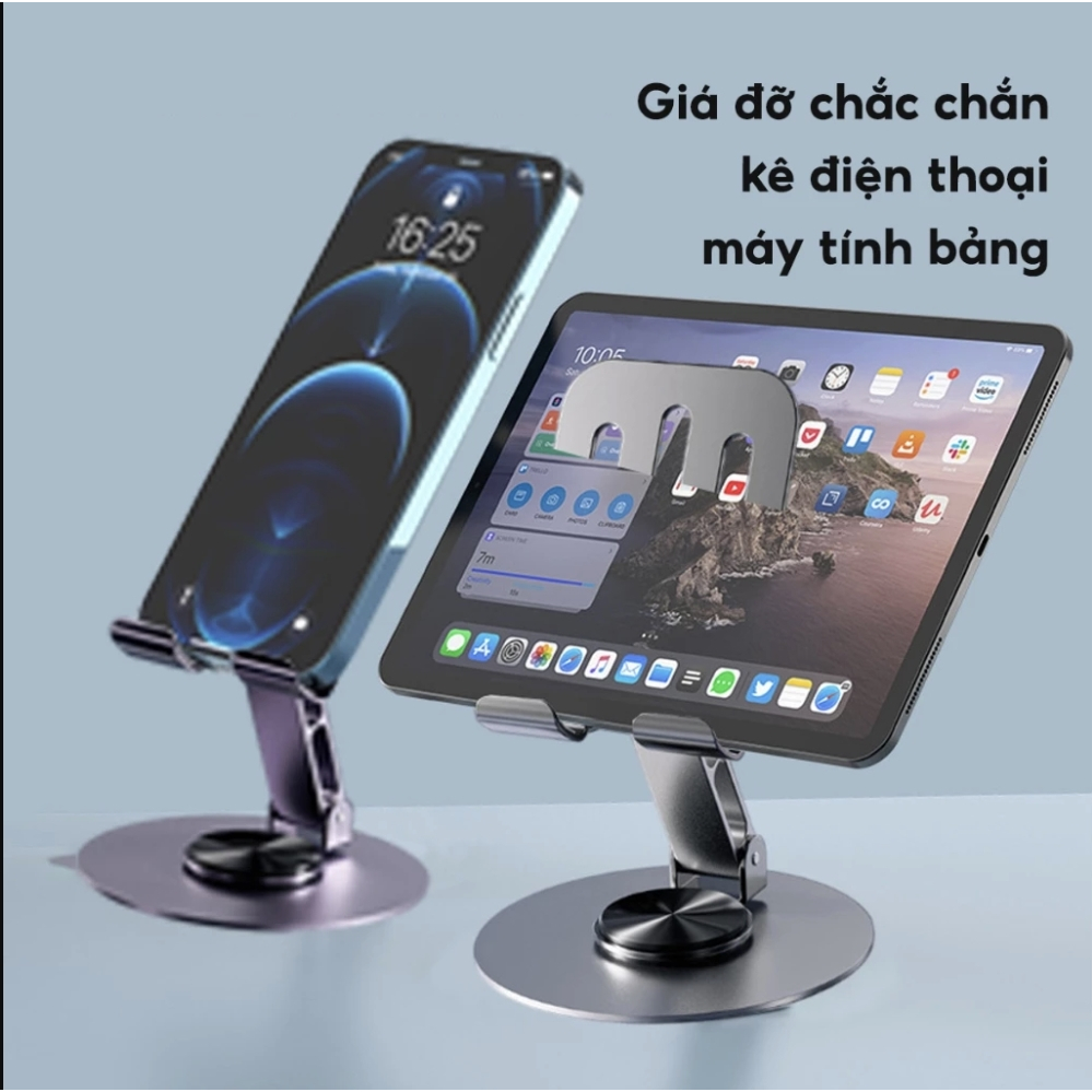 Giá đỡ Điện thoại Máy tính Bảng iPad HỢP KIM Xoay 360 độ Gấp gọn Kệ đỡ iPhone Android Table Kệ Điện Thoại Xem Phim Live | BigBuy360 - bigbuy360.vn