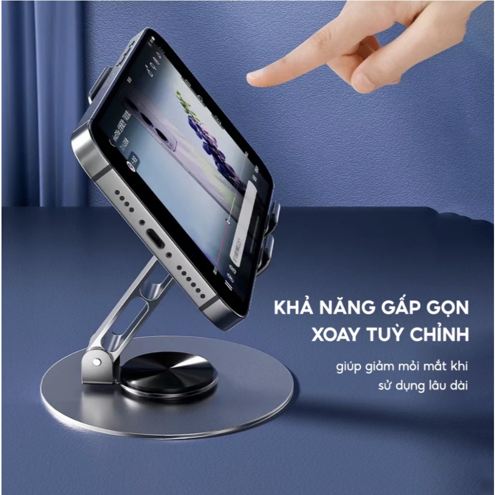 Giá đỡ Điện thoại Máy tính Bảng iPad HỢP KIM Xoay 360 độ Gấp gọn Kệ đỡ iPhone Android Table Kệ Điện Thoại Xem Phim Live | BigBuy360 - bigbuy360.vn