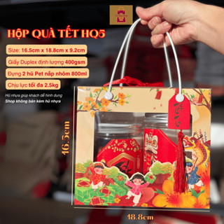  COMBO 10 Hộp Giấy Đựng Quà Tết 2026 – Vừa 2 Hũ Pet 800ml Hạt Macca Hạt Điều Hộp Tròn 500gr 