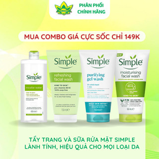 [Hàng chính hãng] Dưỡng da dịu nhẹ cùng tẩy trang Simple và sữa rửa mặt Simple
