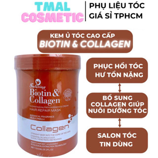 Kem ủ tóc hấp tóc BIOTIN COLLAGEN SALUTING 1000ML Dầu hấp Chăm sóc tóc siêu phục hồi tóc hư tổn