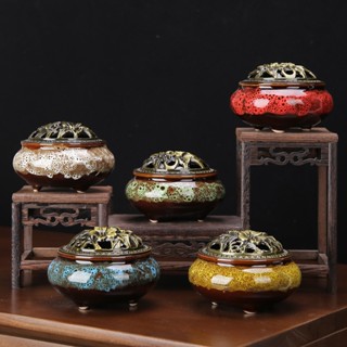 Lư Đốt Nhang Trầm Hương , Xông Nụ Trầm Bằng Gốm Sứ Cao Cấp Hoa Văn Tinh Xảo