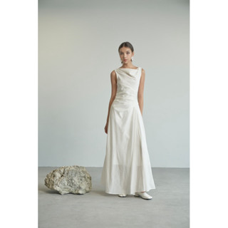 Đầm nữ đi tiệc ELODIE cổ đổ, thiết kế xếp nếp cách điệu phần eo KHÂU BY CQ