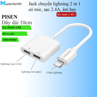 Jack chuyển đổi chia cổng sạc và tai nghe Pisen Light + Light cho táo hỗ trợ sạc 2A ( Max)