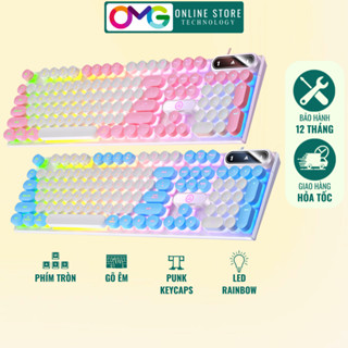 Bàn phím máy tính nút tròn YINDIAO K600 có dây gõ êm nhạy led 7 màu đẹp phù hợp chơi game văn phòng