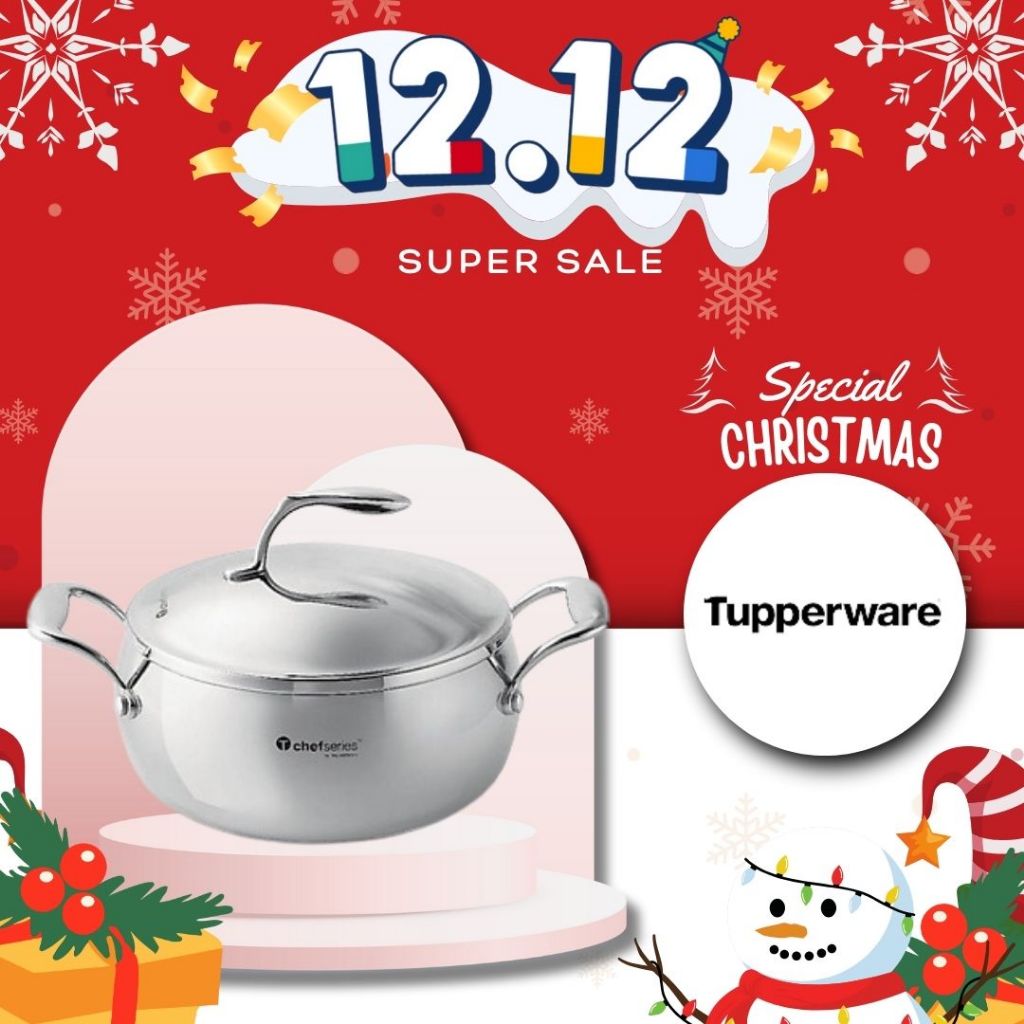 Nồi T Chef Series Casserole 3.8L (nắp kính) Tupperware - Nồi Đáy 5 Lớp Giữ Nhiệt Tốt, Độ Bền Cao