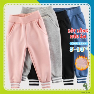 Quần nỉ lót lông cho bé trai bé gái DINOKING quần lót lông cho bé bo gấu chất nỉ dày siêu ấm mùa đông 2 - 8 tuổi QD03