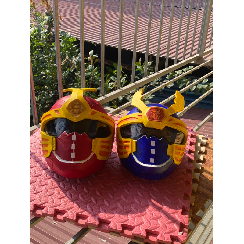 mũ siêu nhân cuồng phong sấm sét đỏ - helmet hurricanger red dark