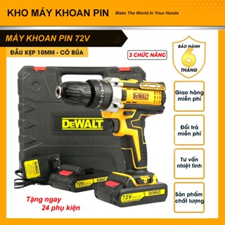 Máy khoan pin De.walt, máy bắn vít 72V 3 chức năng - Tặng bộ phụ kiện 24 chi tiết, Lõi đồng
