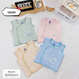 Áo Gile Unchi Vải Cotton Trần Bông Mềm Ấm Cho Bé Sơ Sinh Từ 3-9kg GL3
