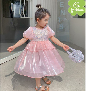 Váy kim sa tơ óng cho bé gái siêu xinh hot tết 2024 melisa Cỏ fashion