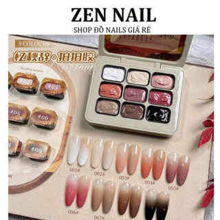  Gel dặm  gel ombre nail set 9 hũ kèm mút xốp 
