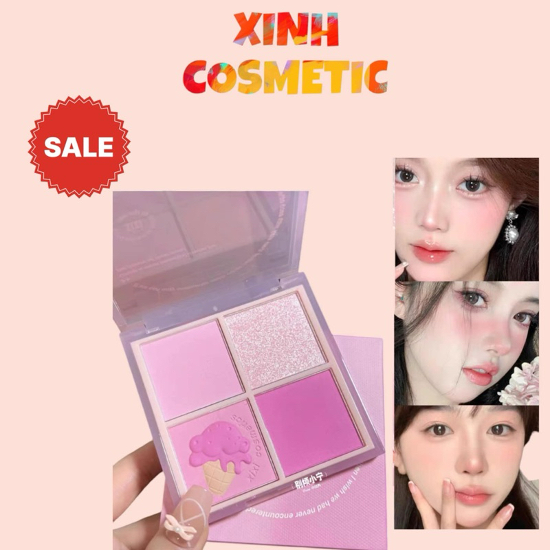 Phấn Má Hồng Chính Hãng XIXI 4 Màu Lì Lâu Trôi Bảng Phấn Mắt Chính Hãng D511