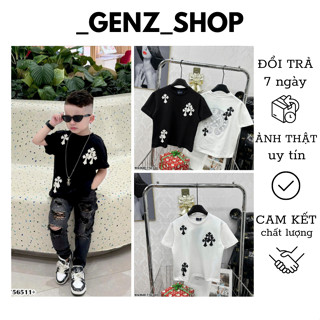 Áo Thun CộC Tay Chrome Dành Cho Bé Trai Bé Gái Logo Chữ Thập Và Huy Hiệu In Logo Hai Mặt