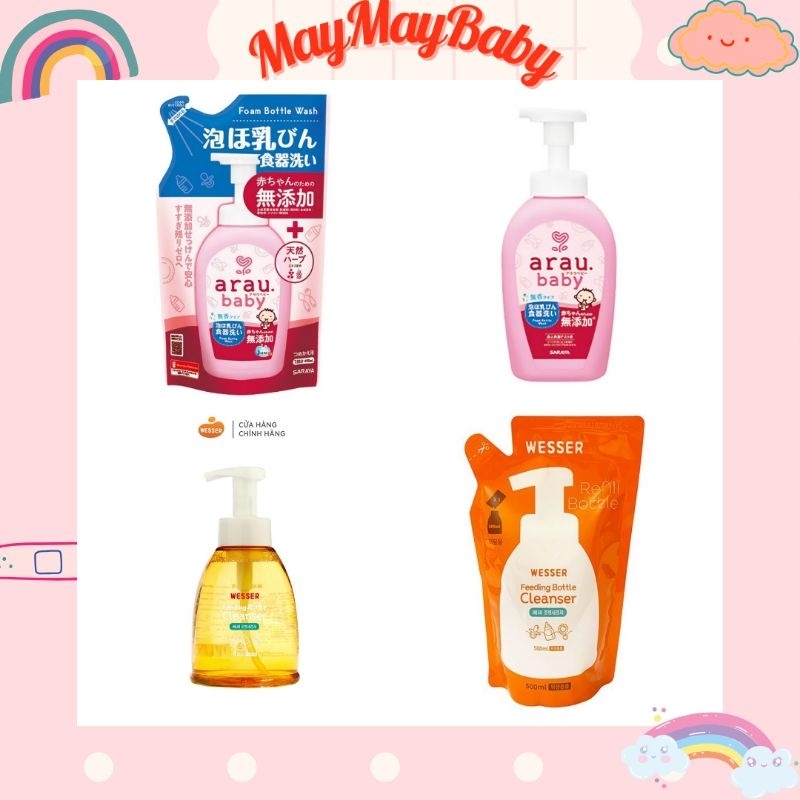 Nước Rửa Bình Sữa ARAU, WESSER chính hãng đảm bảo an toàn cho bé