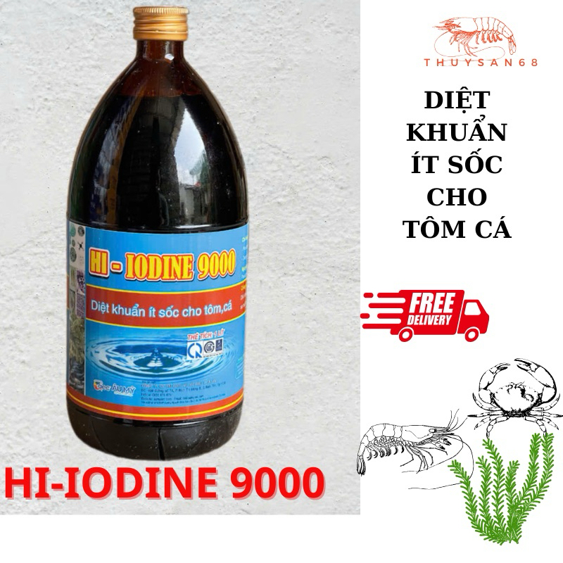 IODINE 9000 diệt khuẩn cực mạnh ký sinh trùng, nấm bệnh Công dụng vượt trội:    • Làm sạch đáy ao và