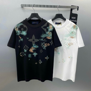 Áo phông nam nữ Premium Cotton Eo Vì dập nổi hoạ tiết vân hoa chữ monogram loang xanh cam boy phố AP547P