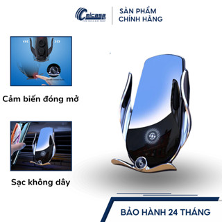 Giá đỡ điện thoại trên ô tô kèm sạc không dây kẹp tự động đóng mở, cảm biến hồng ngoại sạc từ tính