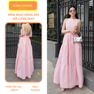 Đầm maxi dáng dài cổ yếm hở lưng, váy maxi dài phong cách dịu dàng nàng thơ, Hemia Studio