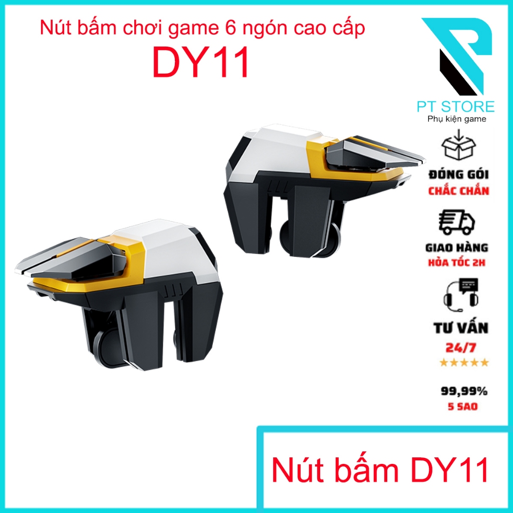 Nút bấm chơi game 6 ngón cao cấp DY11 - Chất liệu cao cấp - Đa tác vụ cài đặt - Thiết kế gaming - Rộng lắp được ốp lưng