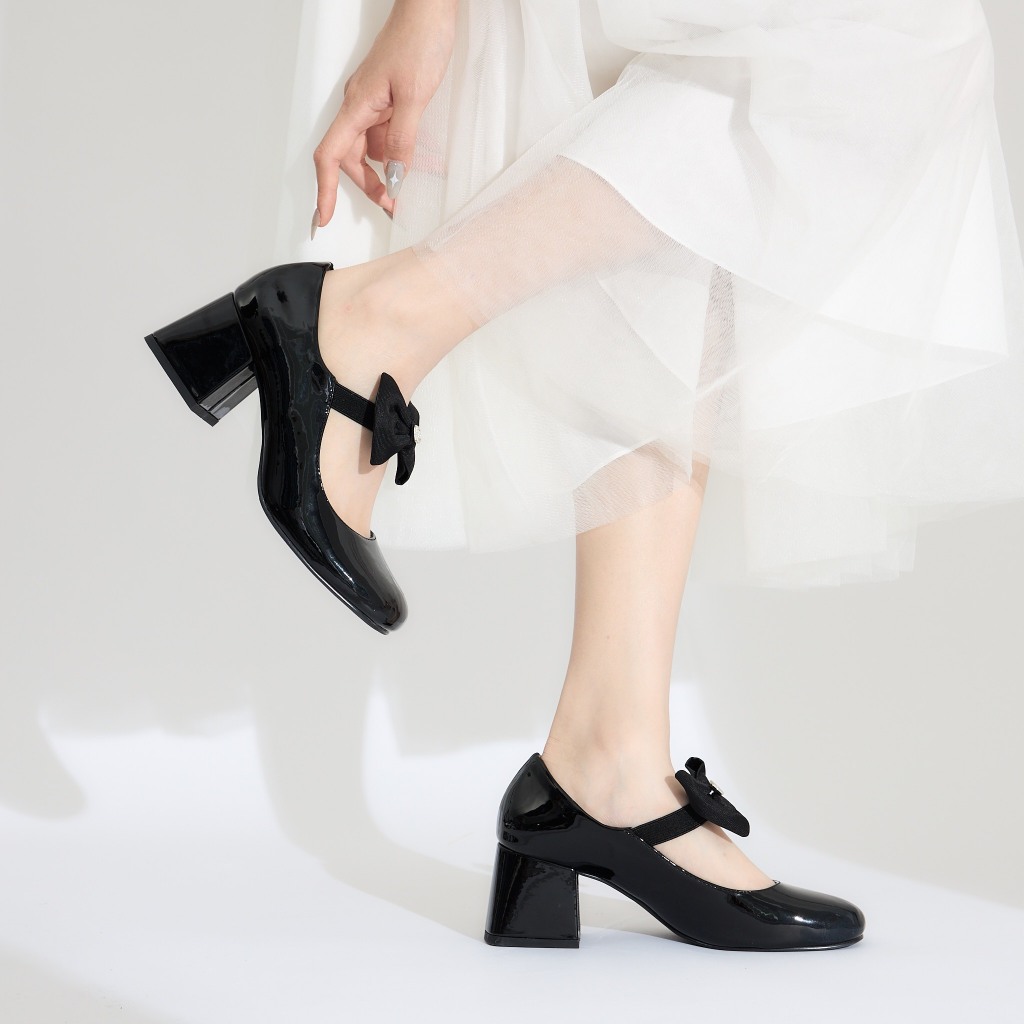 Giày Cao Gót MWC G037 - Giày Cao Gót Bít Mũi Quai Ngang Đính Nơ Xinh Xắn