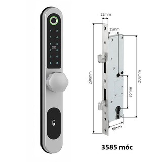 Khóa vân tay cửa nhôm lùa Tuya bluetooth