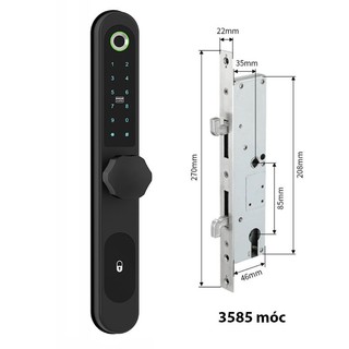 Khóa vân tay cửa nhôm lùa Tuya bluetooth