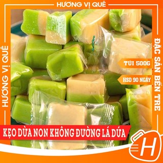  Kẹo Dừa Non Không Đường Lá Dứa - Túi 500g - Đặc Sản Bến Tre 