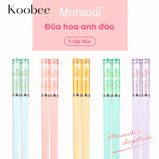  Bộ 5 Đôi Đũa Sợi Thủy Tinh Ion Bạc Kháng Khuẩn Phong Cách Nhật Bản Hoa Anh Đào Màu Hổ Phách 5 Màu Cao Cấp | 067 
