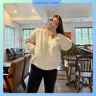  Áo phao nhung tăm Nữ áo khoác phao nữ dày 3 lớp siêu ấm 