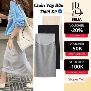 Chân Váy Bầu Dài Xẻ Tà Công Sở Mùa Thu Đông Có Chun Điều Chỉnh Ôm Body Chất Vải Co Giãn Thời Trang