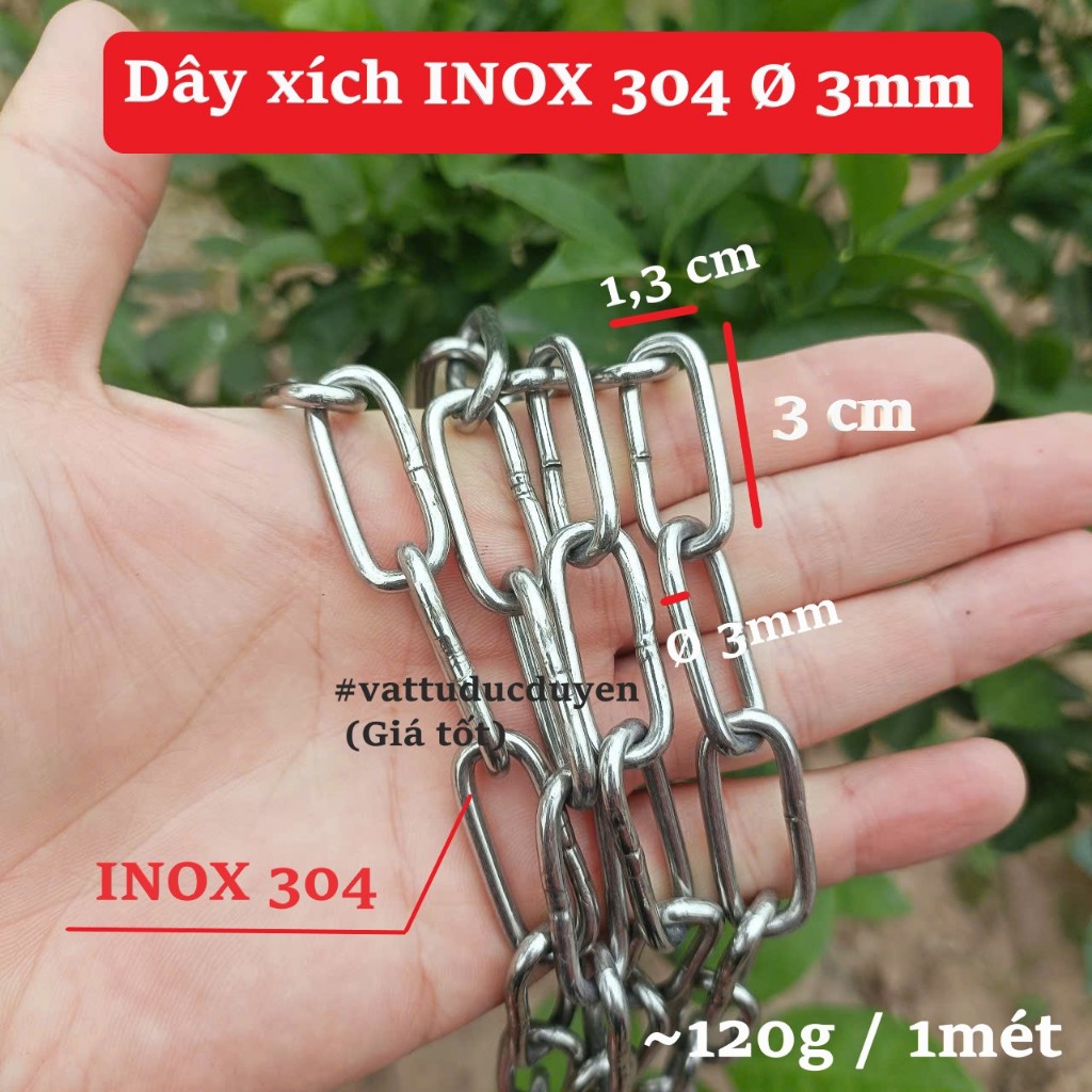 Dây xích INOX 304 [ Ø 3mm ]