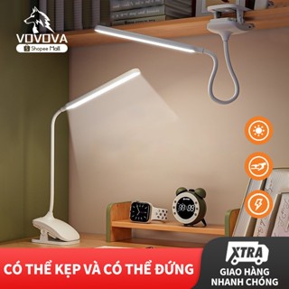 VOVOVA Đèn Học Kẹp Bàn Chống Cận 3 Màu Ánh Sáng Bảo Vệ Mắt Tích Điện đèn bàn học đèn led mini