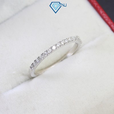 Nhẫn nữ bạc đính full Moissanite 1.5mm xi bạch kim sang trọng, nạm đá mini lấp lánh NNM0058 - Trang Sức TNJ