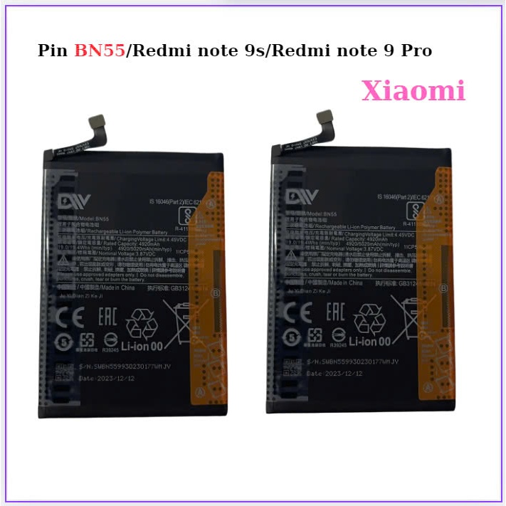 Pin BN55/Redmi note 9s,Redmi note 9 Pro,mới